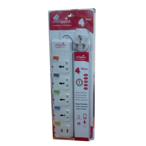 4 Way officepoint Officepoint 4 way Surge Protector with 2 USB Charging Ports