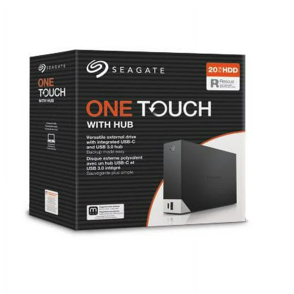 Seagate 20TB One Touch Hub External Hard Drive Desktop HDD – USB-C and USB 3.0 port