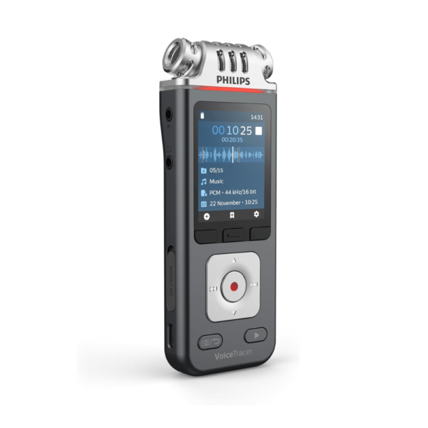 Philips VoiceTracer DVT6115 Voice Recorder, 8GB, MP3, 3 HiFi Microphones, Music Recording. Sembly AI Speech Recognition.