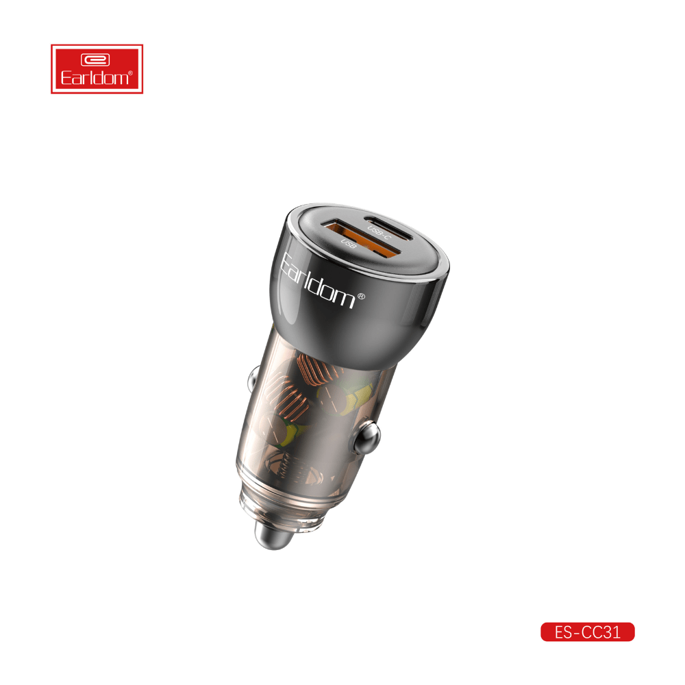 Earldom 30W Dual Port USB C Car Charger Custom Quick Charge 3.0 5V/3A Output Power Adapter for Cell Phones